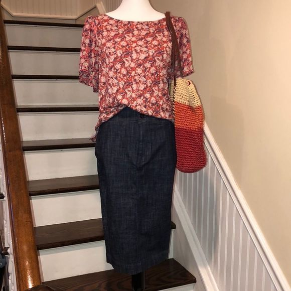 LONDON Women’s Denim Maxi Jean Long Skirt With Center Back Vent Pockets Sz 8 - Picture 15 of 15